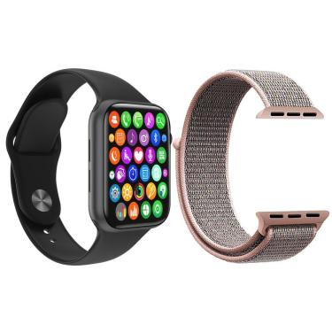 Imagem de Kit Smartwatch Iwo8 Lite Plus Preto + Pulseira Rosa