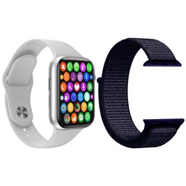 Imagem de Kit Smartwatch Iwo8 Lite Plus Branco + Pulseira Azul
