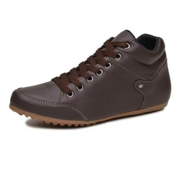 Imagem de Bota Feminina de Couro Cano Curto Charmosa Marrom-Feminino