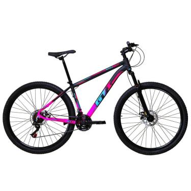 Imagem de Bicicleta Aro 29 Gti Roma Alumínio 21v Freio a Disco Garfo Suspensão - Preto/Rosa 