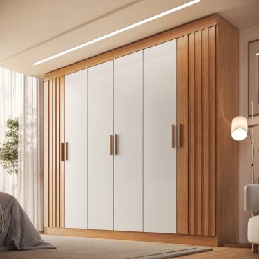 Imagem de Guarda Roupa Casal Ripado 6 Portas com Pes Siena Faimec