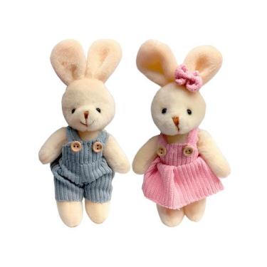 Imagem de Conjunto 2 Coelhos de Pelúcia Decorativo Páscoa Enfeite 15cm Modelo:Mo