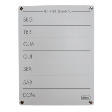 Imagem de Quadro Planner Semanal Tilibra Acrílico Transparente 30X20CM com 4 Marcadores Coloridos
