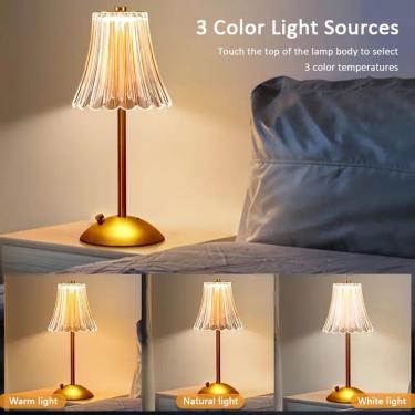 Imagem de Luminária de Mesa Saia Seda com Barra LED Sensor Toque 3 Temperaturas de Cor Branco OEM