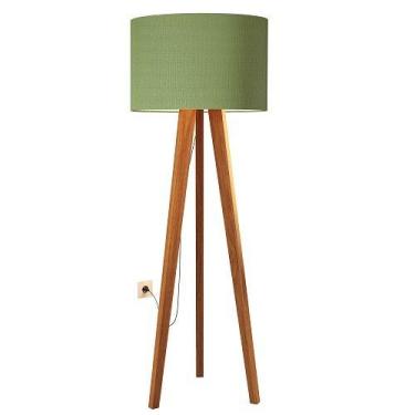 Imagem de Luminária De Chão Tripé Delta Com Cúpula Abajur Verde/Nature - Jlar Mó