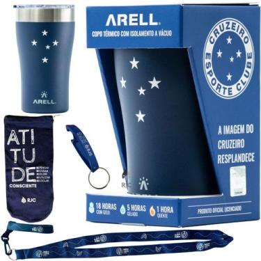 Imagem de Copo Térmico Arell Tulip Pint Oficial do Cruzeiro Inox 473ml com Kit P