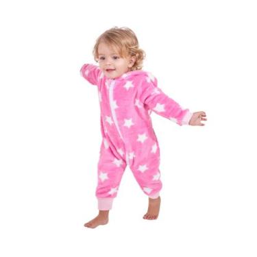 Imagem de Macacão bebê fofinho estampado com capuz - baby joy, P 0 Á 3 MESES, Ro