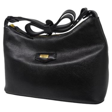 Imagem de Bolsa Feminina Casual Couro Alça Transversal Ajustavel Cacci, Preto, U