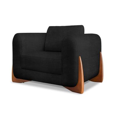 Imagem de Poltrona Decorativa Nuvina para Sala Boucle Confortável com Braços e Pés Palito Preto L...