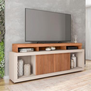 Imagem de Rack Bancada para Tv 70 Polegadas Aegon 180cm MDP com Porta de Correr Freijo-off White...