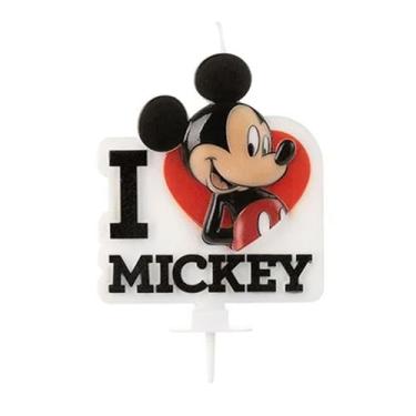 Imagem de Vela de Aniversário Mickey 3D I Love Mickey - Silver Festas
