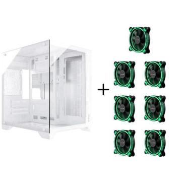 Imagem de Gabinete Gamer Aquario Clarity Branco Vidro + 7 Fans LED - Fortrek, Ve