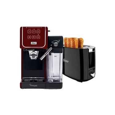 Imagem de Kit Cafeteira Espresso Oster Primalatte Touch Red com Torradeira Black Simple Life OTOR650 220V