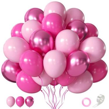 Imagem de Conjunto de Balões CVPARTYON 55 Peças Rosa 12 Polegadas Látex