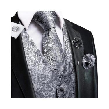 Imagem de Colete Masculino Jacquard Para Casamento E Festa De Negócios, Conjunto