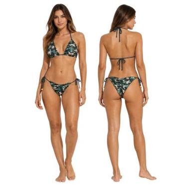 Imagem de Biquíni Feminino Cortininha Com Bojo Calcinha Levanta Bumbum e Amarra 
