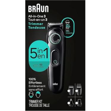 Imagem de Braun Kit de estilo multifuncional Série 3 3450, aparador 5 em 1 para homens com aparador de barba, aparador de orelha e nariz, aparador de cabelo e mais, lâmina ultra-afiada, configurações de