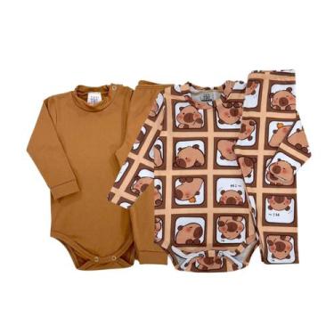 Imagem de Kit 2 Conjuntos Térmicos Bebê Body e Calça Liso e Estampado - P - Fofo