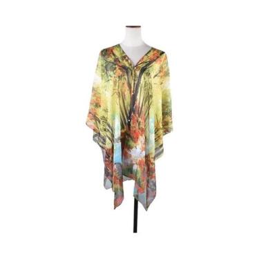 Imagem de Xale De Chiffon Estampado Feminino Para Verão Com Proteção UV, Fino, P