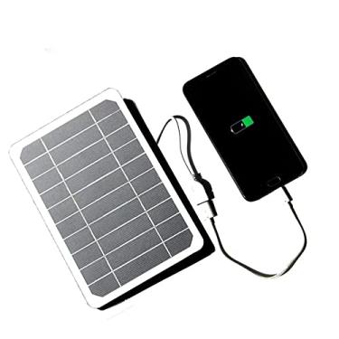 Imagem de GQYYS Painel solar USB 5W portátil ultra fino monocristalino silicone painel solar carregador porta USB para celular ao ar livre, acampamento, escalada, caminhada