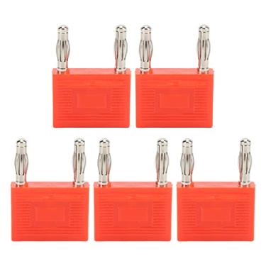 Imagem de Conector de plugue banana de fileira dupla de 5 peças banhado a níquel, conector de cabo de alto-falante duplo de 2 vias para fios de alto-falante (vermelho)