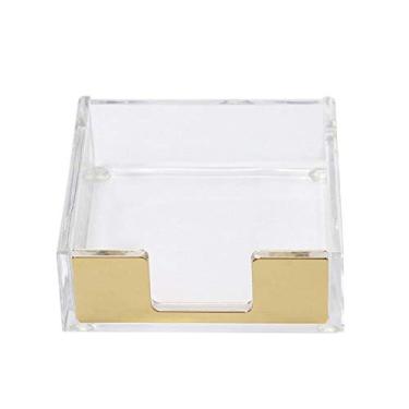 Imagem de Dispensador multibey adesivo de anotações com suporte de lembrete em ouro rosa com acessórios organizadores de mesa transparentes para escolas de escritório e casa, Dourado, 3.7" L x 3.9" W x 1.3" H
