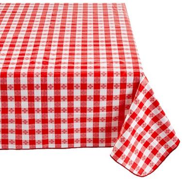 Imagem de Winco Toalha de mesa quadriculada TBCO-90R, 132 cm x 223 cm, vermelha