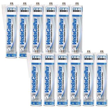 Imagem de Kit 12 Tubo Cola Silicone Adesivo Veda calha alumínio 280g Tekbond