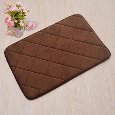 Imagem de Tapete de banheiro de espuma de memória absorvente super confortável macio antiderrapante veludo coral tapete de banheiro fácil de secar na máquina tapete de banheiro, café profundo 40 x 60 cm