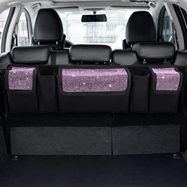 Imagem de eing Organizador de porta-malas de carro – organizador de porta-malas de automóvel, recipiente de carga portátil com dois compartimentos grandes para SUV, veículo, caminhão, casa e escritório, preto + branco puro, 15,7 x 11,20 cm