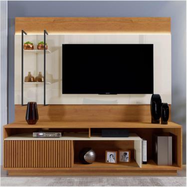 Imagem de Home Granada com LED para Tv de até 65 Polegadas Mavaular Marromlle/Off White