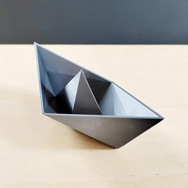 Imagem de Estatueta Barquinho Origami P - 13,5cm comp. - Toque 3D Cor:Cinza