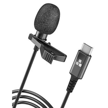 Imagem de Microfone Galvanox USB-C, microfone omnidirecional com clipe para dispositivos Android USB tipo C (telefone/chamadas de vídeo/gravação de áudio)