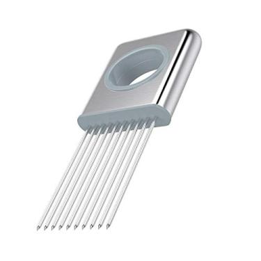 Imagem de Óculos de Aço Inoxidável com Cortador de Cebola, Ferramentas de Aço Inoxidável, Suporte Fácil de Cebola, Guia de Fatiamento, Vegetal, Tomate, Limão, Porta-Carne, Cortador, Cortador de Ferramentas de Cozinha de Corte, Prata