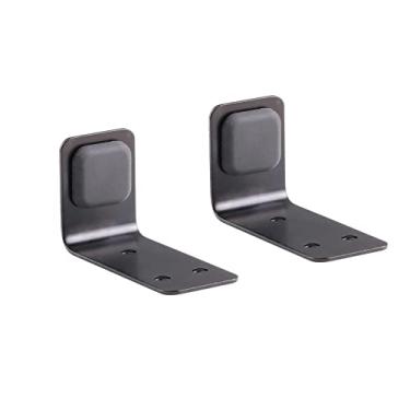 Imagem de Guia de piso inferior de porta deslizante de celeiro, 2 peças, batente de porta deslizante de aço inoxidável de 90°, equipado com parafusos de montagem