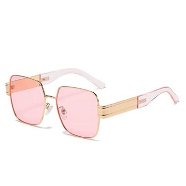 Imagem de Óculos de sol retrô de metal quadrado masculino e feminino, óculos de sol de tendência steampunk, óculos de direção punk, 3, tamanho único