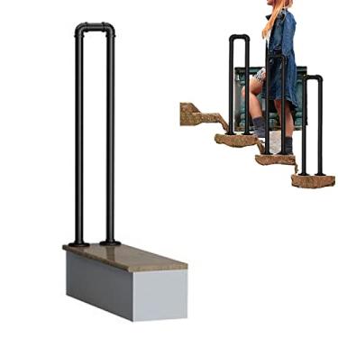 Imagem de Yajun Trilhos de escada para 1 a 2 degraus trilhos de mão de ferro forjado para idosos ao ar livre interior para cima/descendo corrimão de varanda frontal flexível, preto, 55 cm