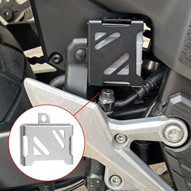 Imagem de LEDISHUN Protetor de tampa do reservatório do reservatório do tanque de fluido da bomba de freio traseiro da motocicleta (para veículo Honda) CBR500R CB500X CB500F SCL500 CL500 NX500 (prata)