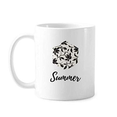 Imagem de Caneca de cerâmica com desenho de videira de flores e porcelana para café