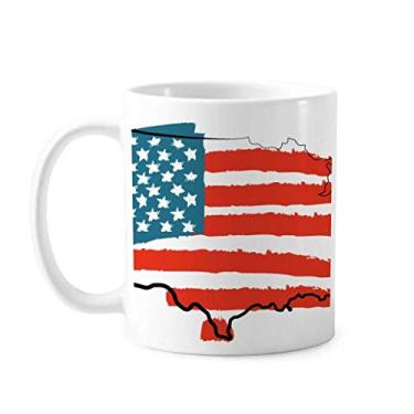 Imagem de Estrelas e listras mapa da bandeira americana caneca país cerâmica xícara de porcelana café louça