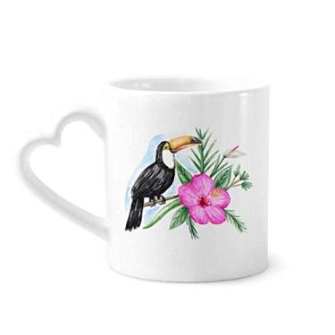 Imagem de Ramphastos Toco Tropical Bird Caneca de café cerâmica copo de coração de vidro