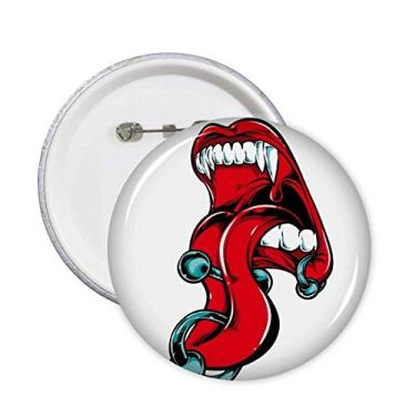 Imagem de Broche de língua de boca vermelha, pinos de dentes caninos, botão de crachá, decoração de acessório, 5 peças