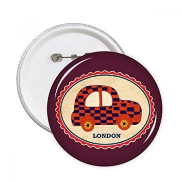 Imagem de Pequeno carro Reino Unido Londres Carimbo Britânico Pinos Redondos Emblema Botão Decoração Acessório 5pcs
