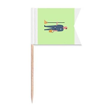 Imagem de Dustman Janitor Binman Seiketsu Bandeiras de palito de saneamento para marcação de palito de comida de bolo de festa placa de queijo