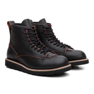 Imagem de Coturno Black Boots Couro Liso Cano Médio Confortável