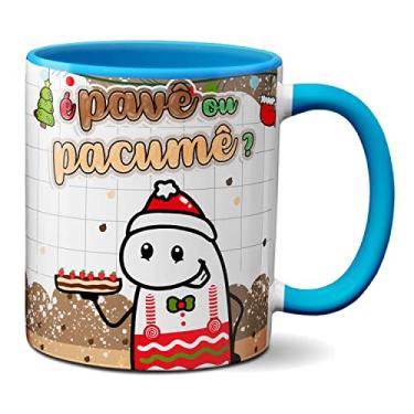 Imagem de Caneca de Natal Frase Engraçada É Pavê ou Pacumê? (Azul)