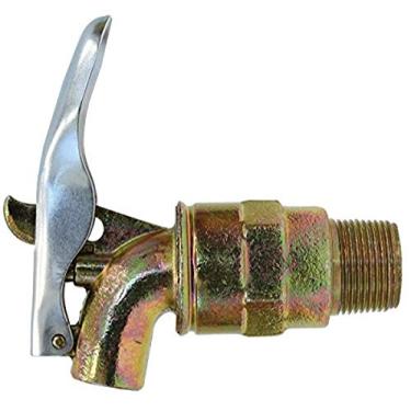 Imagem de Lumax LX-1727 Torneira de barril de furo grande de 5 cm com junta EPDM. Torneira de tambor de corpo de liga autofechante, NPT. A alavanca pode ser travada com um cadeado. Vem com válvula de nylon à prova de vazamento.