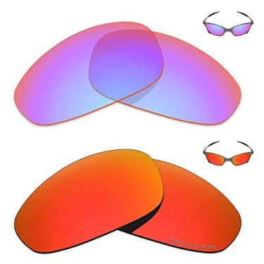 Imagem de Mryok+ 2 pares de lentes polarizadas de substituição para óculos de sol Oakley Juliet – Rosa cobalto/vermelho fogo