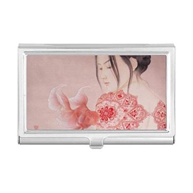 Imagem de Capa com suporte de cartão de visita com pintura chinesa de beleza de corte de papel