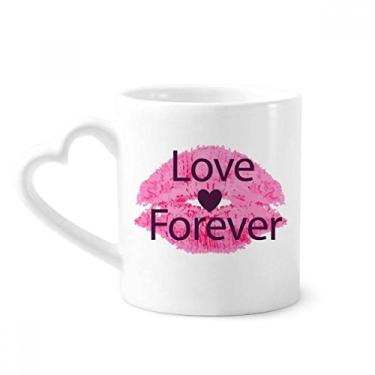 Imagem de Caneca de café de cerâmica para o dia dos namorados, lábio rosa, amor para sempre, copo de coração de vidro